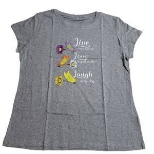 Casual Short Sleeve T-Shirt, Live Love Laugh